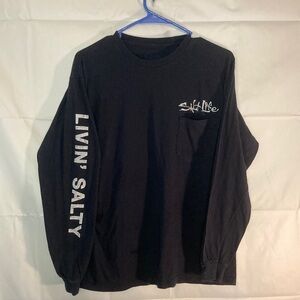 Salty Life Navy Blue Long Sleeve Men's Shirt Size Medium.                  B3